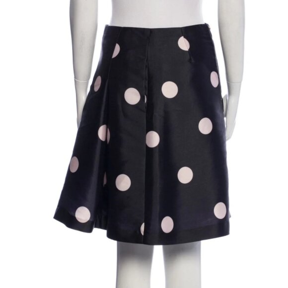 Kate Spade Lysa Navy with Pink Polka Dots Pleated Midi A-Line Skirt S $259 - Picture 7 of 11